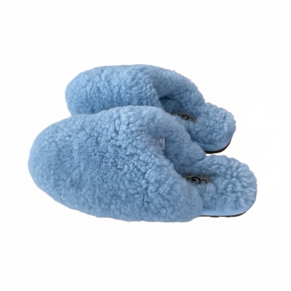 UGG Kids Blue Fluffy Slippers